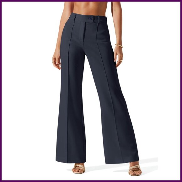 High Waisted Flare Dress Pants Work Trousers with Pockets Business Casual